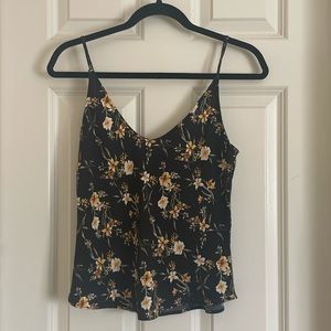 Abercrombie & Fitch - Black, Floral Scoopneck Cami w/ adjustable straps